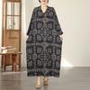 Vintage Floral Maxi Dress Plus Size Women Long Sleeve Oversize Loose Basic Spring Summer  New