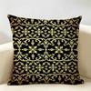 Gold European Style Retro Cushion Cover Natural Linen Organic Fabric DoubleSided Printing Room Sofa Decor Pillow Case