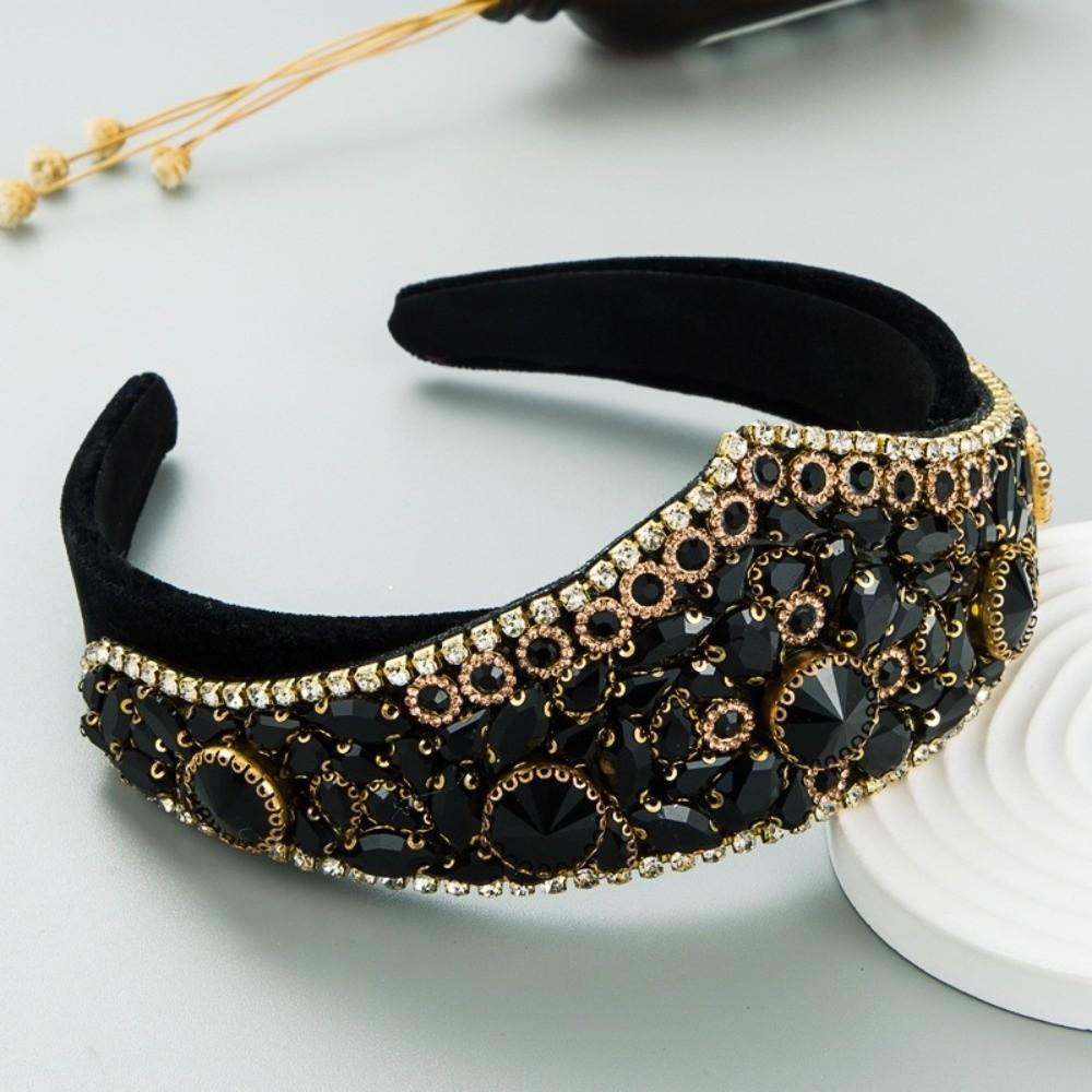 Wide Brim Women Hair Hoop Shiny Baroque Headdress Fashion Rhinestone Headband Travel