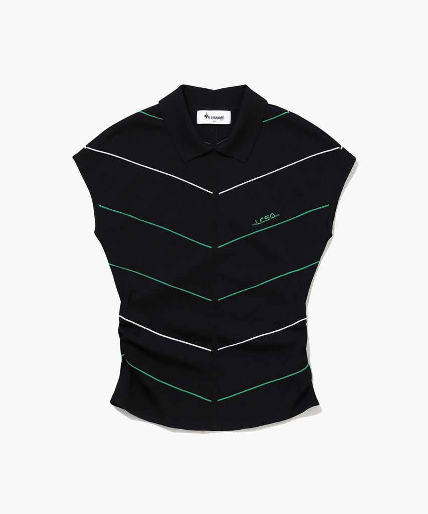 LECOQ GOLF Women'S Color Block Sleeveless Collar Sweater (Gq122Lkp34)