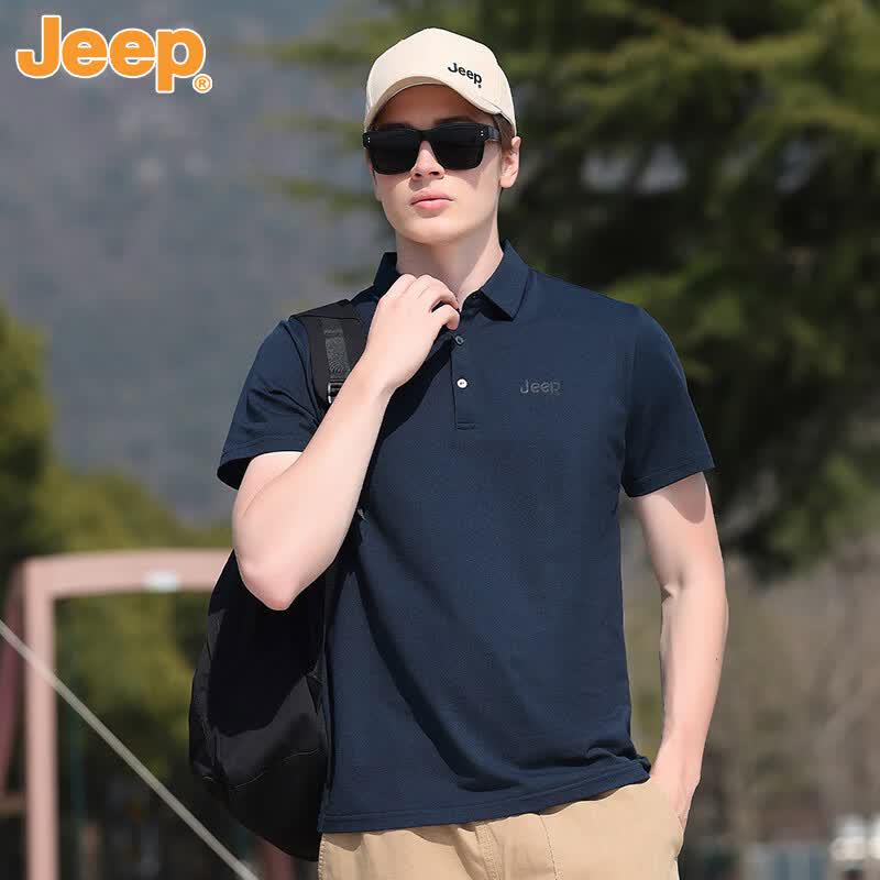JEEP Men's Cotton-Feel Business Polo Shirt