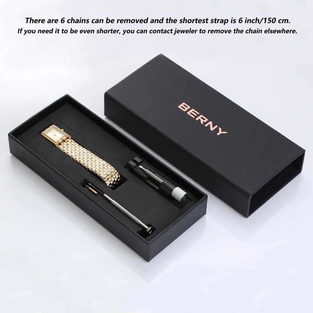 BERNY Ladies Watch, Quartz Watch, Women's Watch, Water Resistant to 3 ATM, Bracelet Tool Included "Gold"