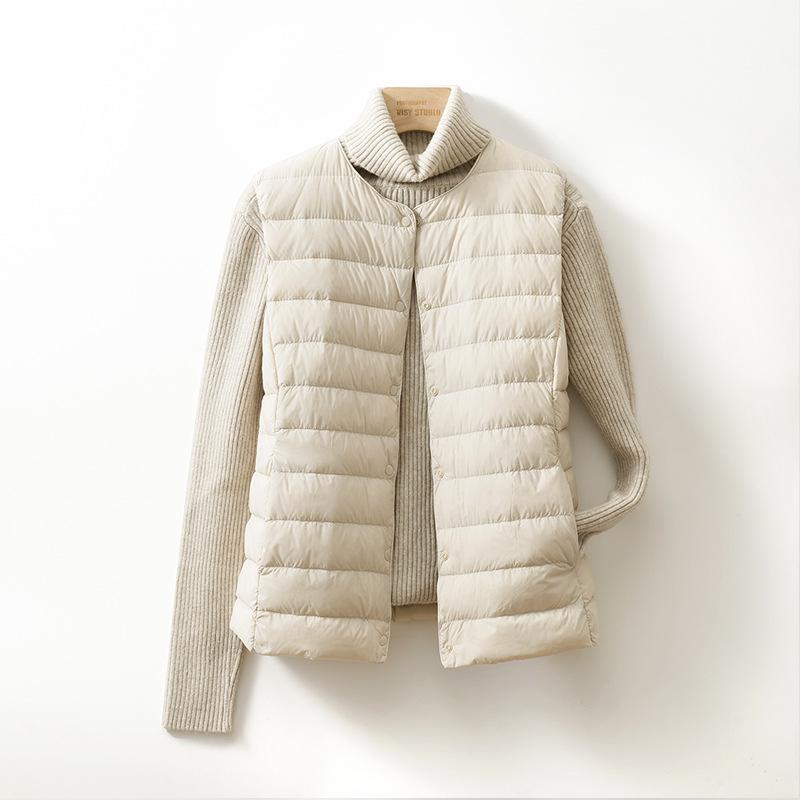 

2024 осень и зима новый легкий пуховик женский подкладка маленький жилет круглый вырез без воротника легкий жилет прилив 3XL абрикосовый