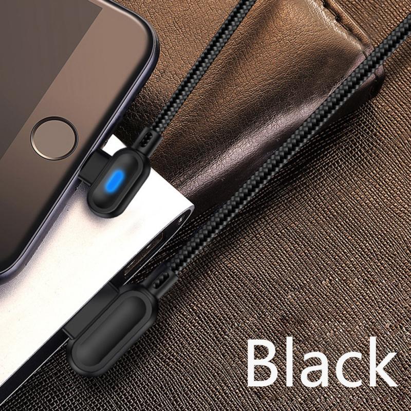 90-Grad Doppeltes Winkelstück Typ-C Datenkabel Handy Schnellladung Mit Leuchtender Linie Ladegerät