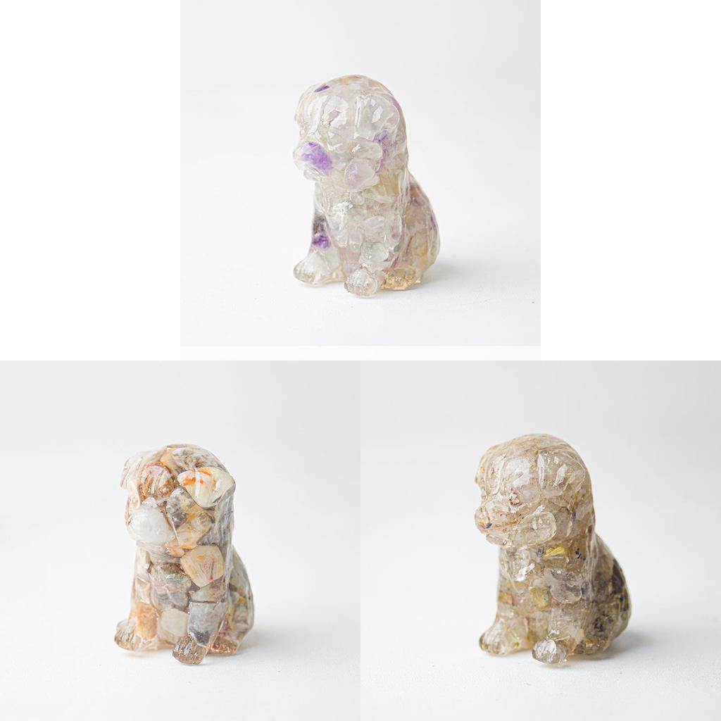 Resin Craft Pet Statue With Genuine Water Crystal For Modern Living Room Accent