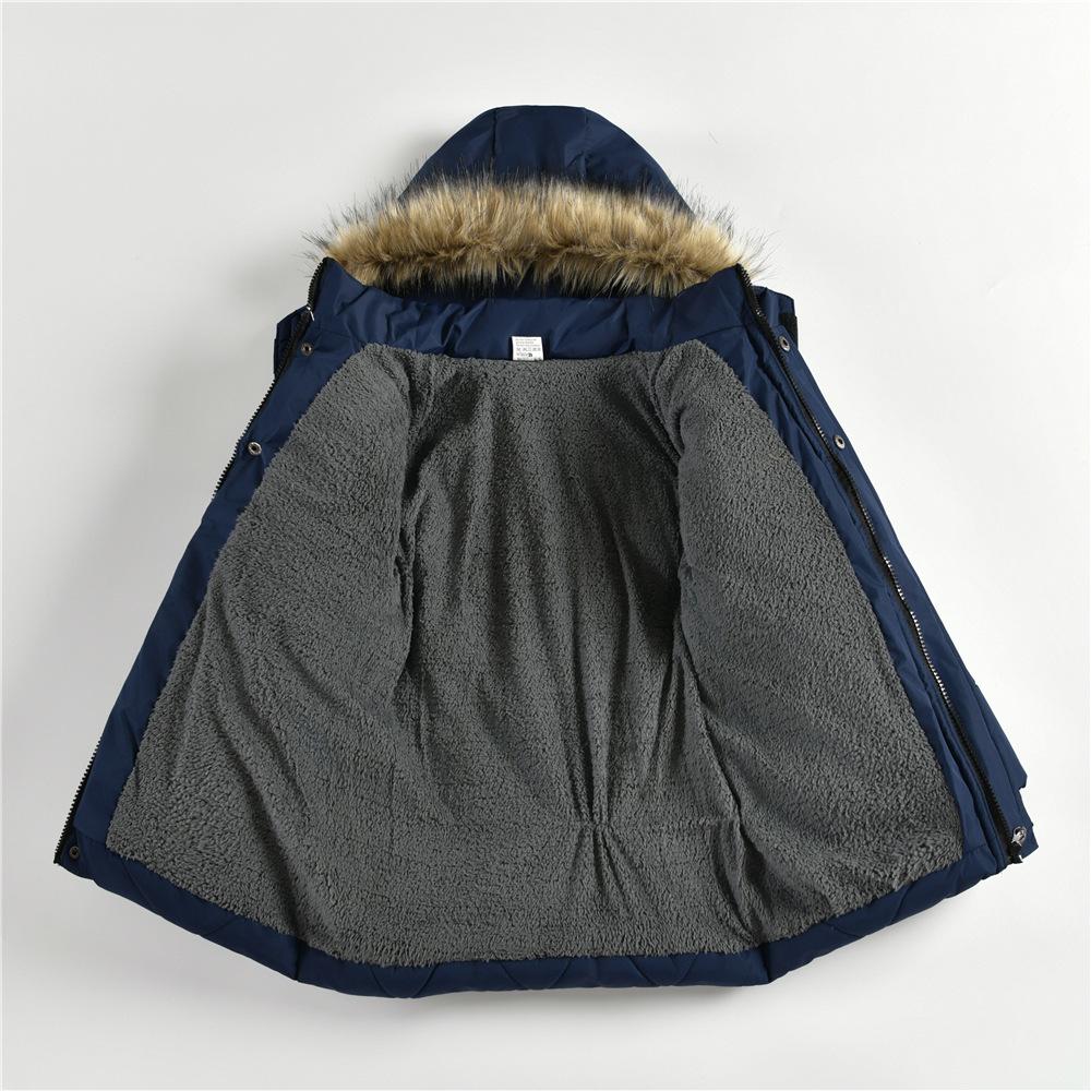 Boys' Casual Thick Cotton-padded Jacket, Winter Children's Medium-length Thick Cotton-padded Jacket