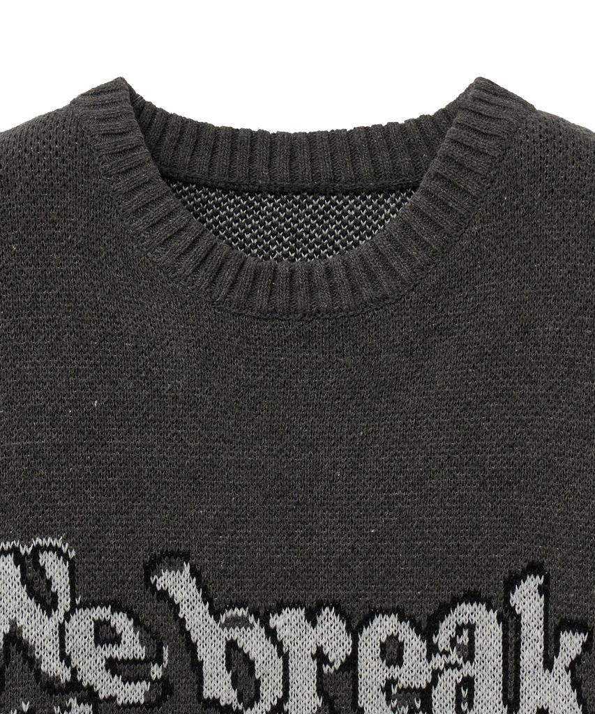 STANDARDERROR 87-Stan191 Art Lettering Oversized Jacquard Knit Charcoal