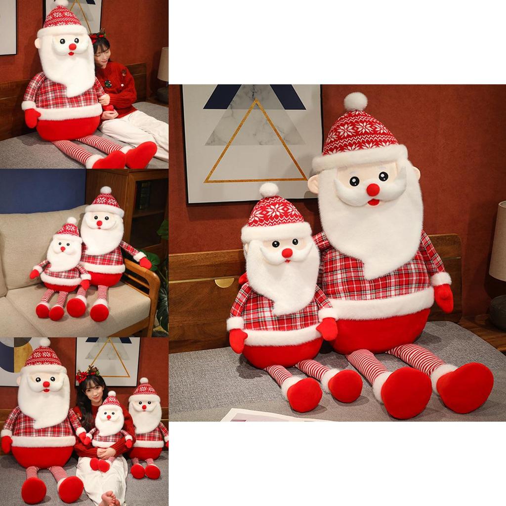 Creative Plush Santa Claus Doll With Long Legs Soft Cotton Outfit For Festive Decor