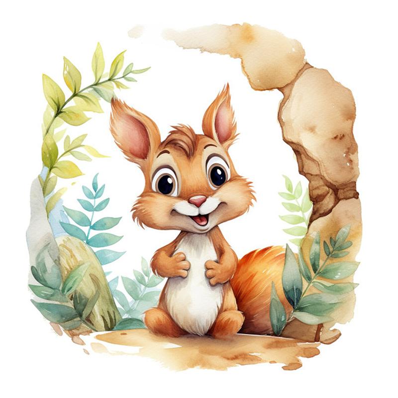T776#Cute Squirrel Wall Sticker Kids Room Background Home Decoration Mural Living Room Wallpaper Funny Decal