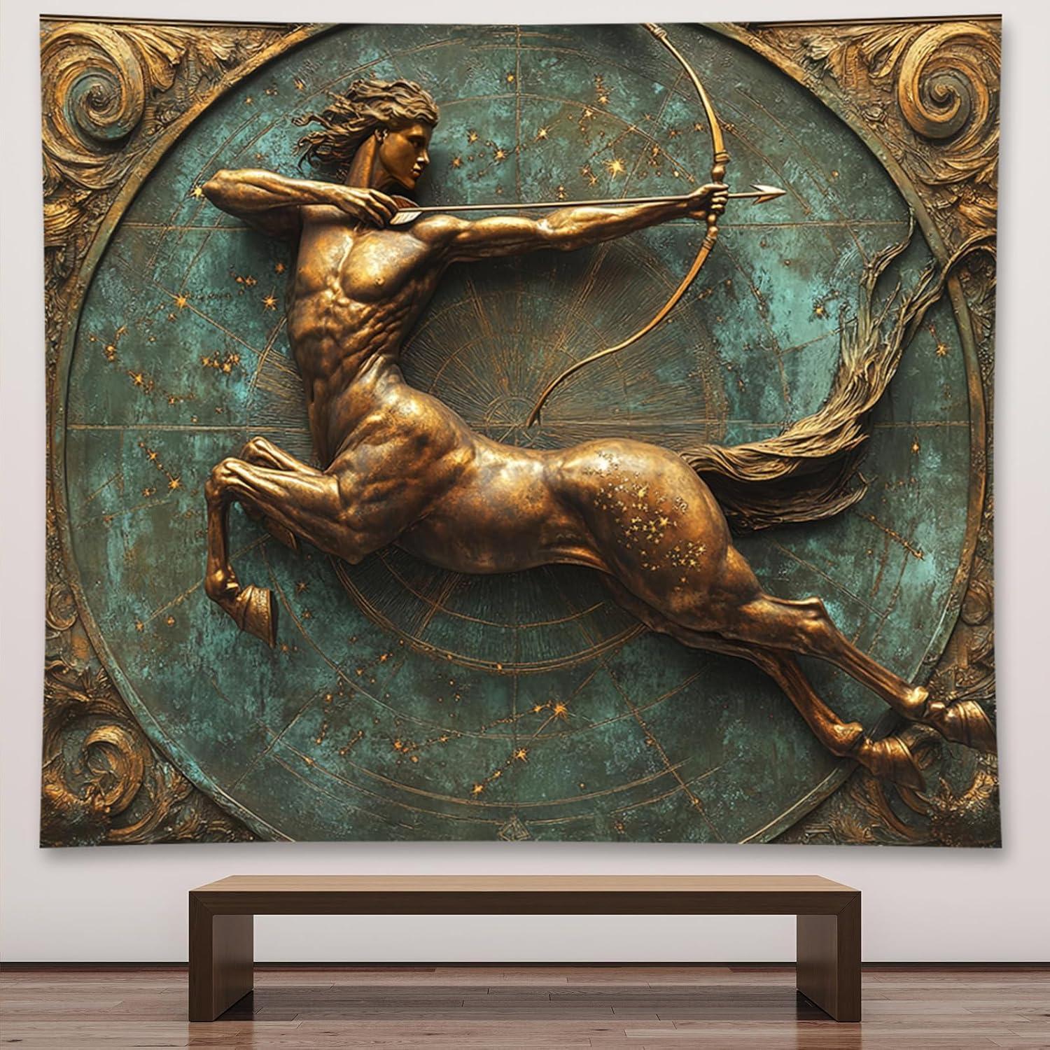 Liuzhouzai Tapestry Vintage Sagittarius Zodiac Sign 75x100 чёрный