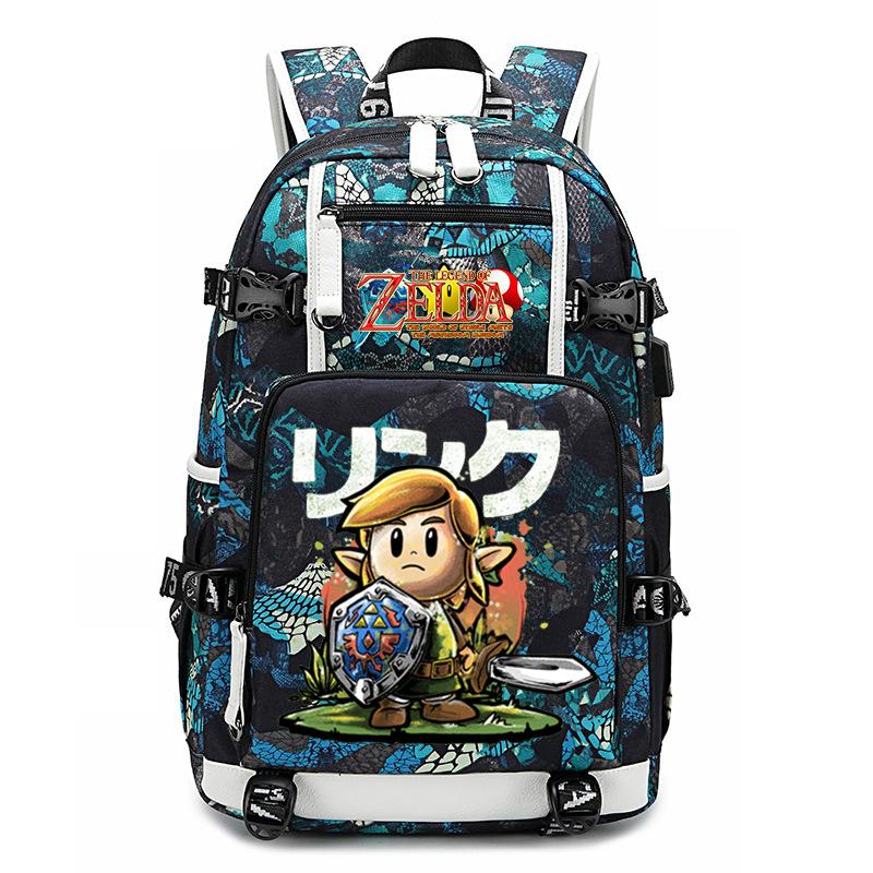 Zelda Zelda Plecak z Nadrukiem Akcesoria Outdoorowy Port USB Duża Pojemność Plecak Podróżny