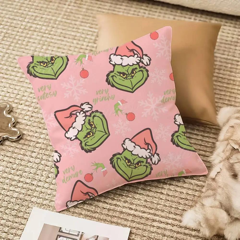 Jul av G-Grinch-M Kuddfodral Silkeslen Kort Plysch Med Osynlig Dragkedja Dammtätt Soffkuddöverdrag