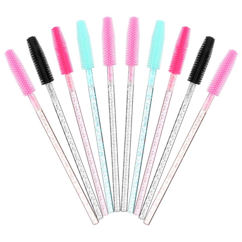 50-Pack Disposable Eyelash Crystal Silicone Brush Set