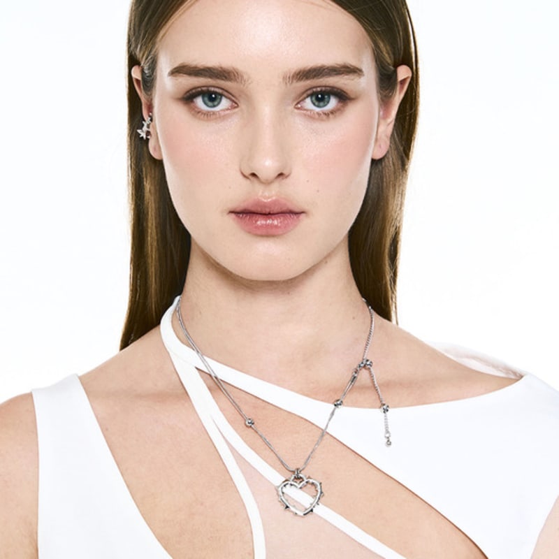 SENTIMENTS no.610 [SILVER] SPIKY HEART NECKLACE