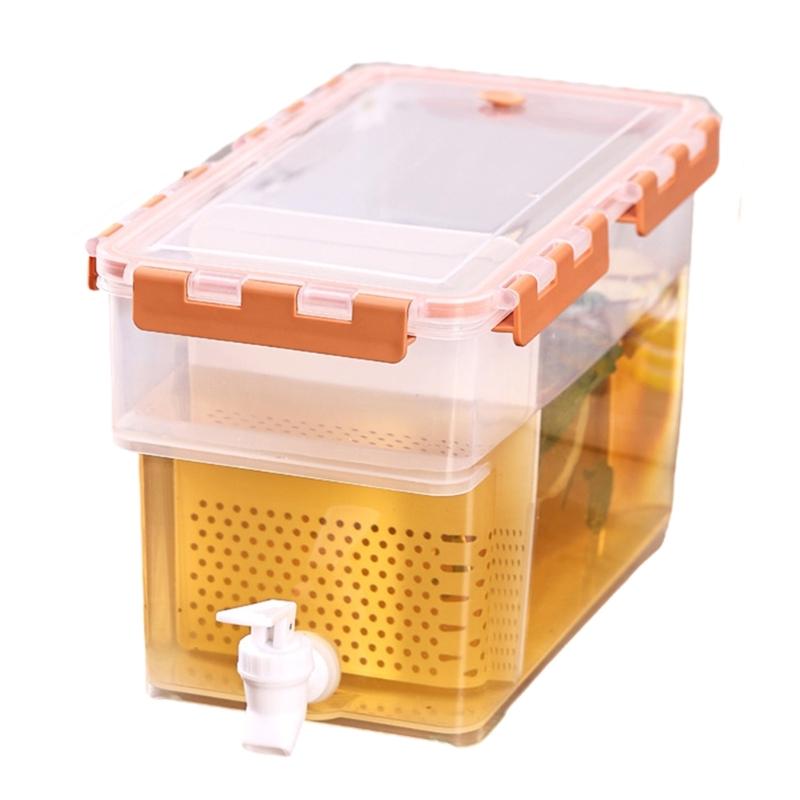 Clear High Capacity Beverage Dispenser with Airtight Lid Refrigerator Safe Leak Proof Drink Container with Tap