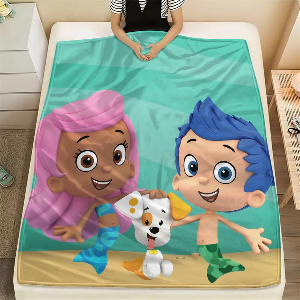 Bubble Guppies  Print Flannel Blanket, High Quality Comfortable for All Seasons, Home Decor, Warmth and Comfort