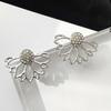 Women Hollow Out Lotus Shaped Rhinestone Inlaid Ear Jacket Earrings Jewelry Gift
