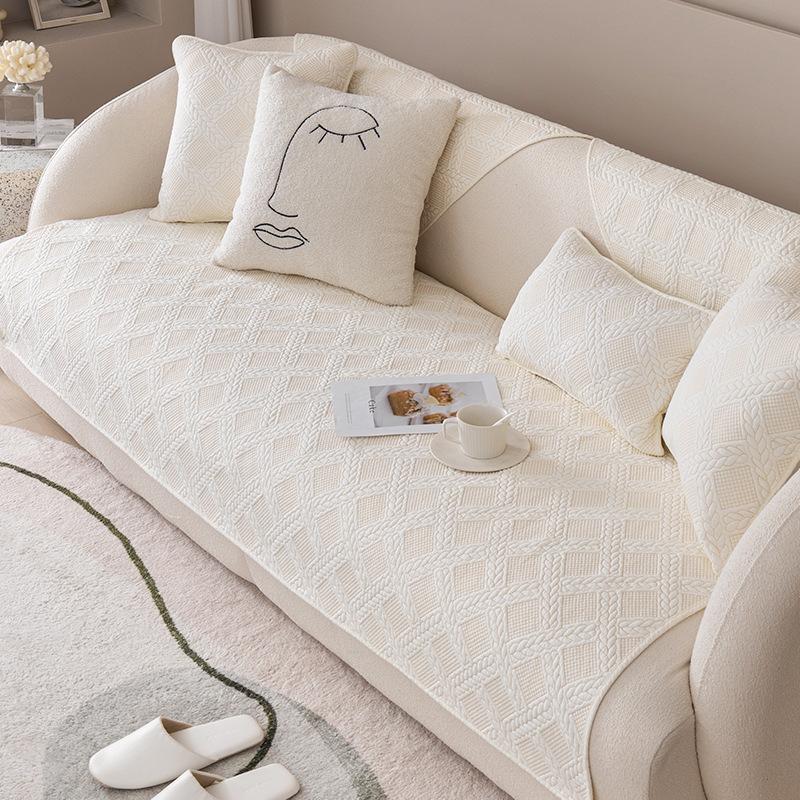 

Double-Sided Pure Cotton Cotton Washed Cotton Leather Sofa Pad Fabric Embroidery Non-Slip Cover Cushion Full Cover Cloth Universal In All Seasons 70*70cm