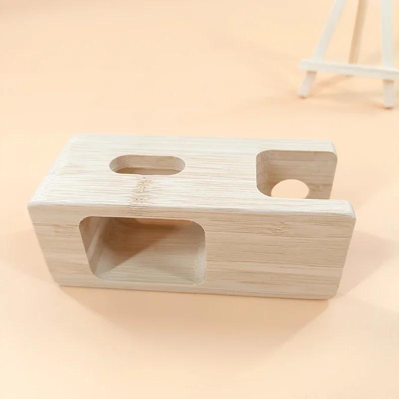 Bamboo Phone Holder Station Dock Wood Charge Stand for Apple Watch Series 1 2 3 Compatible with 42mm 38mm Charger Cable