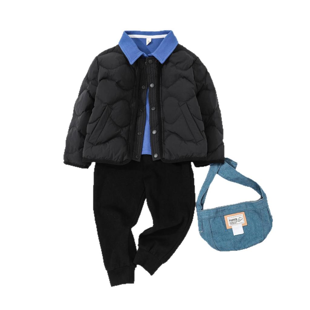 Kinder 2025 Winter Kragenlose Kurze Lockere Daunenjacke