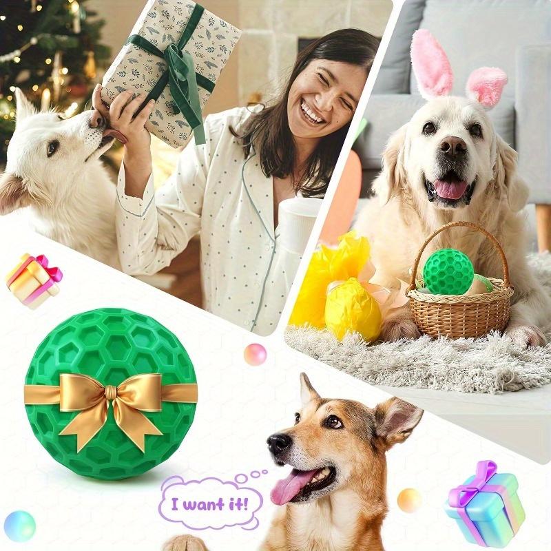 1PC Unbreakable Squeaky Dog Chewing Ball Tough Natural Rubber Toy Fun Interactive Game for All Breeds