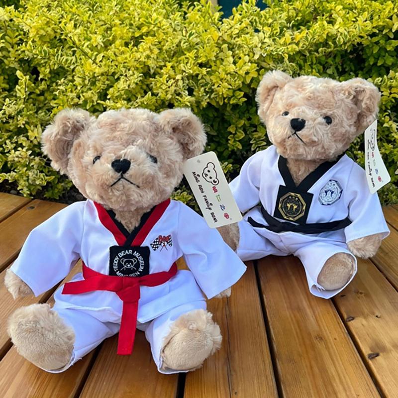Wholesale Taekwondo Teddy Bear Plush Toy Martial Arts Gift With Logo Rose Velvet Filling 30cm