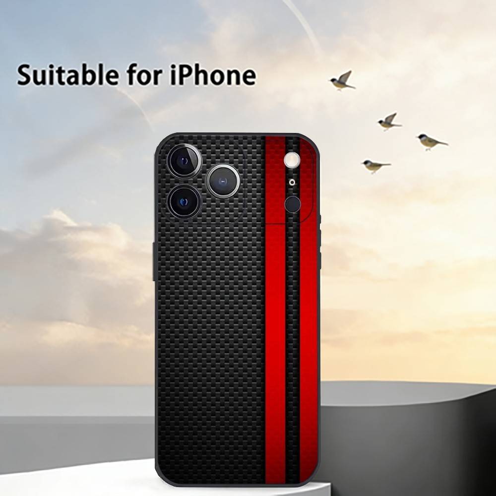 Car Carbon F-fibre Phone Case For iPhone 17, 16,15,14,13,12,11 Plus,Pro Max, Others Soft Black Cover