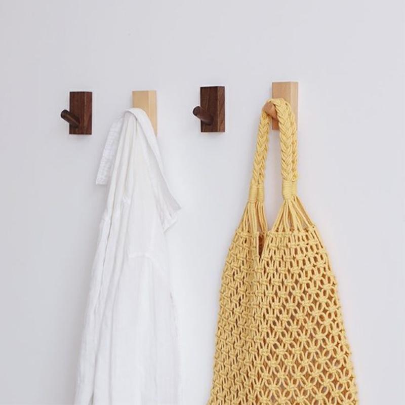 Nuovo Gancio Semplice in Legno Massello Noce Appendi Abiti Gancio a Parete per Bagno Scaffale Appendi Cappotti per Camera da Letto Gancio Decorativo per Asciugamani Chiavi Casa