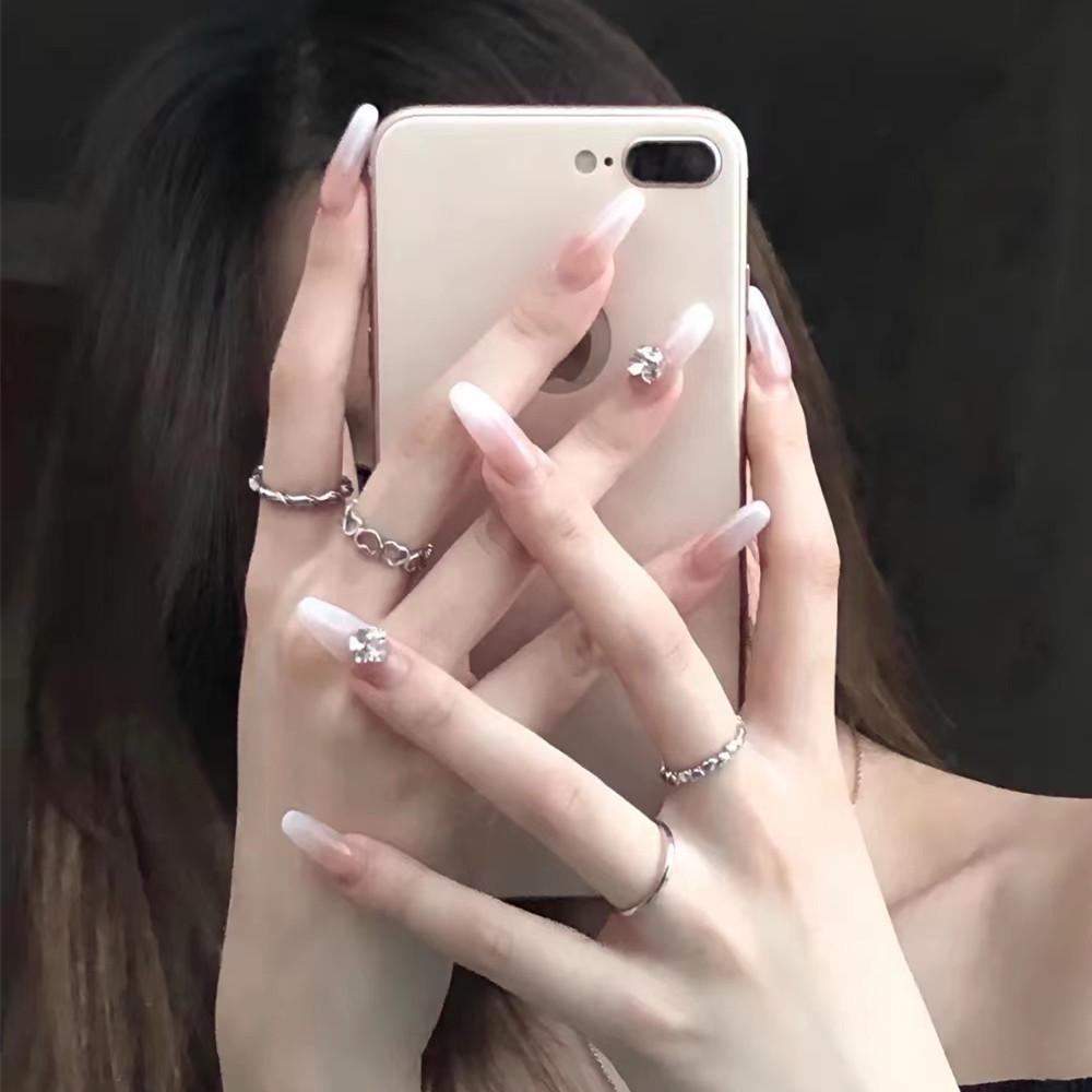 

Ballet Gradient French Manicure Removable Nail Stickers