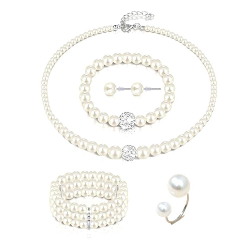 

1 Набір Модний Простий Перловий Набір Ювелірних Виробів Для Жінок Елегантне Універсальне Перлове Намисто Браслет Сережки Весільний Набір Ювелірних Виробів Подарунки A2