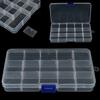 15 Slots Adjustable Plastic Fishing Lure Tackle Box Organizer Storage Case