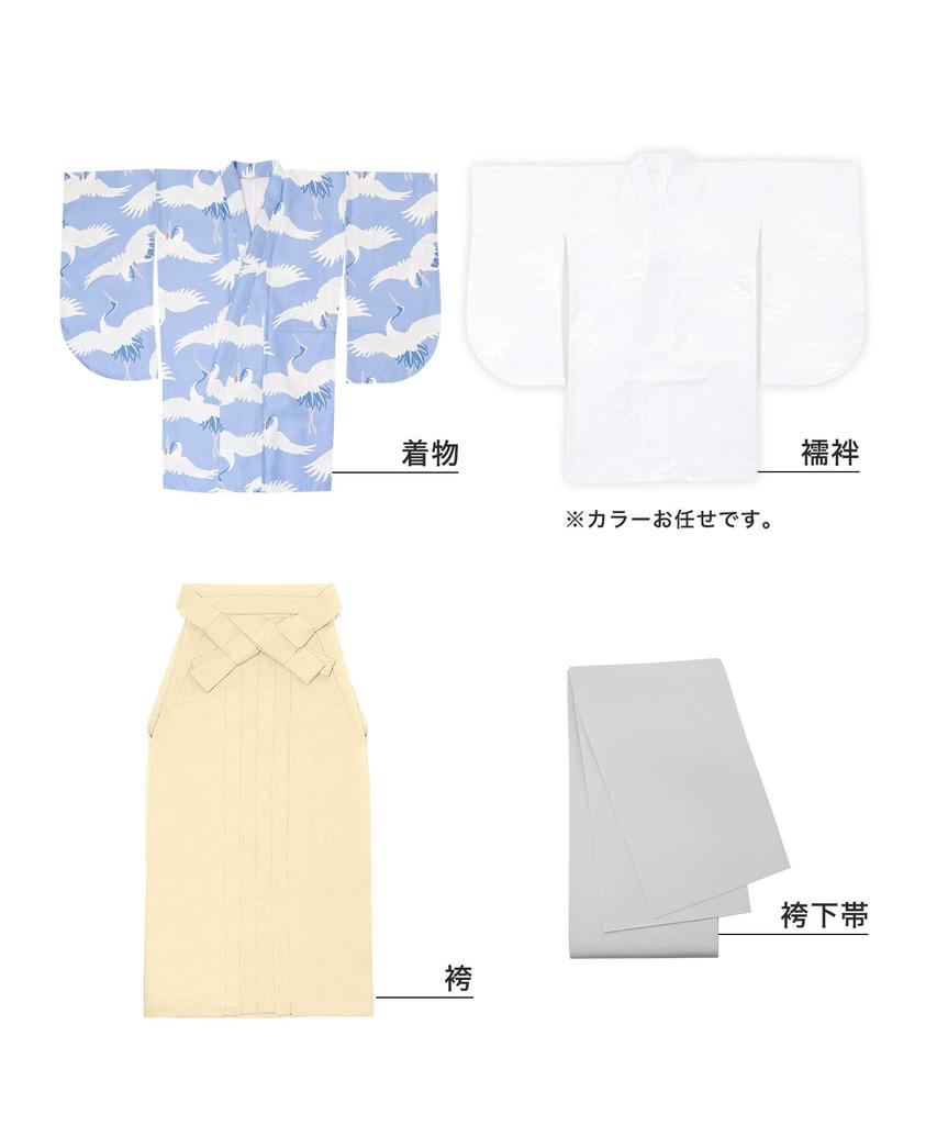 Hakama Two Shaku Sleeve Plain Graduation 4 Piece Set Hakama Lower Gorgeous E F Aoten Kissho Hakama [KYOETSU] Set, Kimono, Hakama, Ceremony, (Kimono,