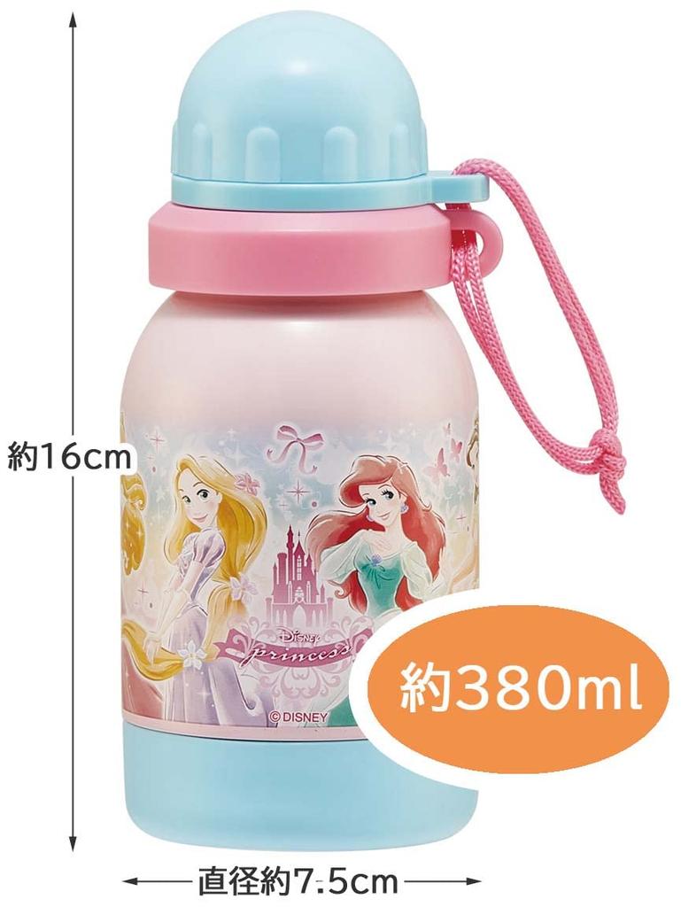 Skater 380ml Stainless Steel Water Bottle, Single Layer, for Room Temperature Drinks, Disney Princess Design 23, SSSC4-A