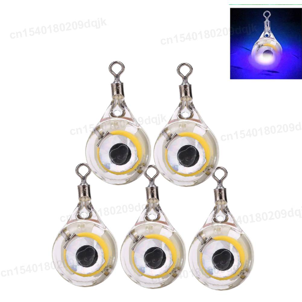 1-10PCS Mini Fishing Lure Light LED Deep Drop Underwater Eye Shape Fishing Squid Fishing Bait Luminous Lure for Attracting Fish