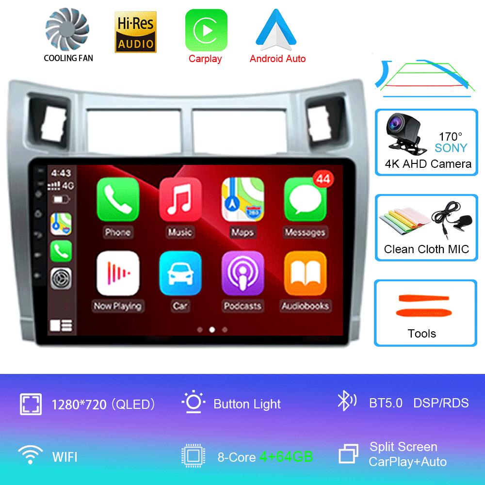 For Toyota Yaris 2005 2006 2007 2008 2009 2010 2011 2012 Carplay Car Multimedia Player Radio Car Radio Android 14 GPS Navigator