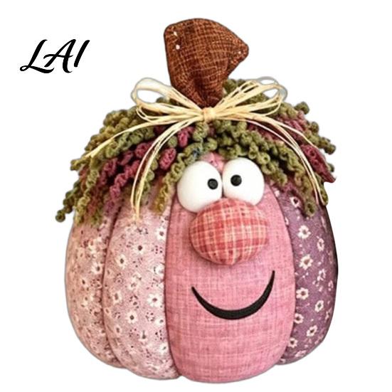Pastoral Style Seasonal Home Accents Whimsical Patchwork Pumpkin Pumpkin Table Decor Cute Smiling Face Handcrafted Gift for Thanksgiving Day