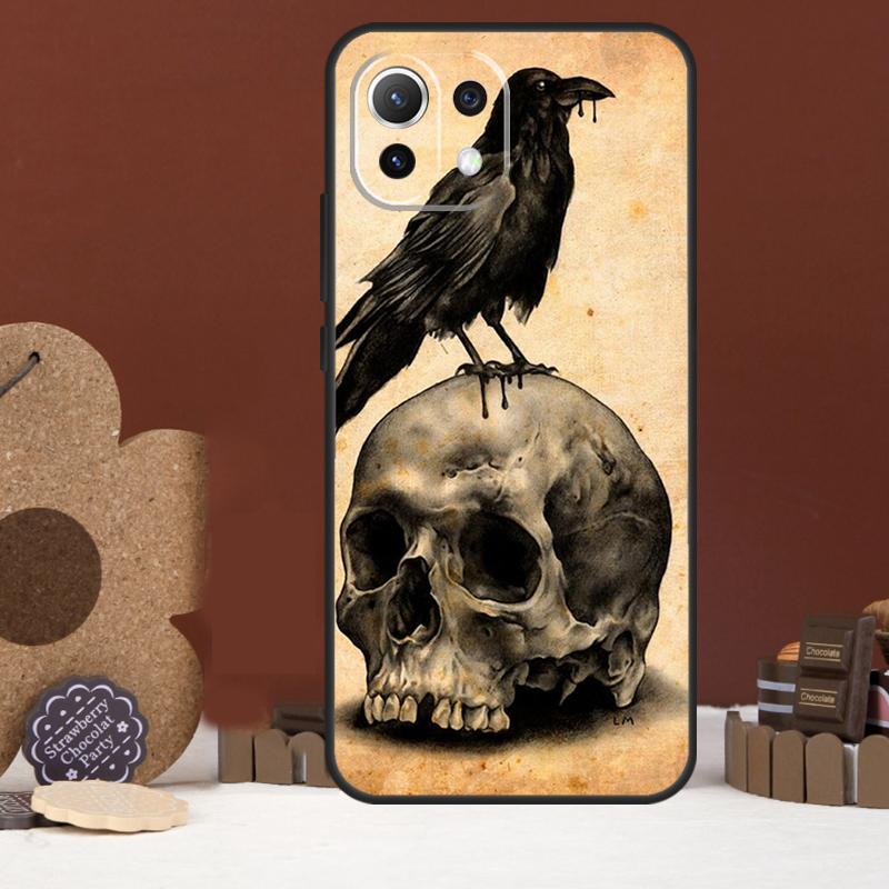 Skull Crow Flower Case For Xiaomi 17 Pro Max 14 15 Ultra 15T 13T 14T POCO F8 Ultra F7 F5 F6 X5 X6 X7 Pro Cover