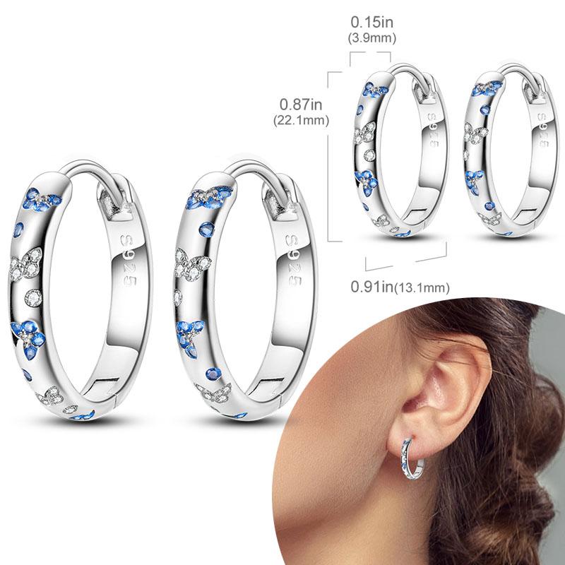 Women Earring 925 Silver Hoop Earrings Love Heart Butterfly Drop Earring Stud For Women Girls Party Jewelry Gifts
