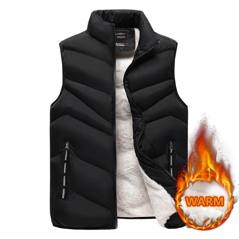 Vest Men Fleece Warm Waistcoat Padded Mens Vests Male Sleeveless Jacket Casual Thickening Coats Plus Size