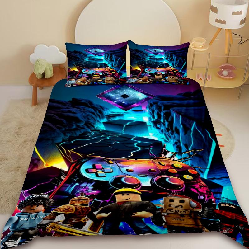 

Roblox Duvet Cover Set Cartoon Boys Bedding Set Anime Comforter Cover Soft Bedroom Decor Birthday Gifts 135x200cm