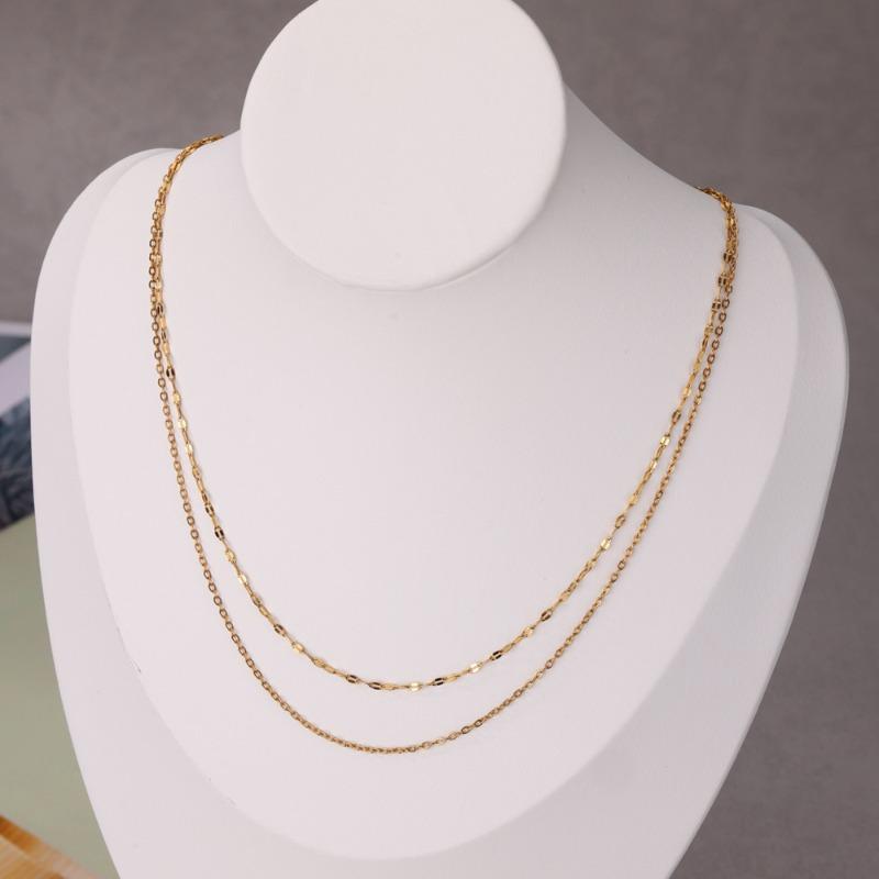 Multi-layer Stacked Chain Stainless Steel Gold-plated Double-layer Necklace Women's Fashion Niche Color-preserving Thin Chain O-chain New