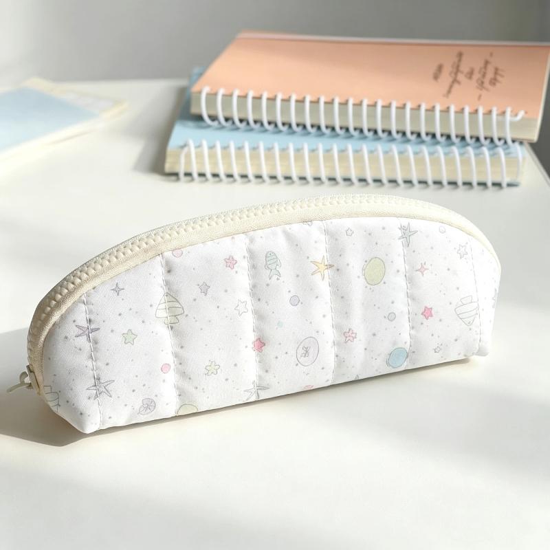 Polka Dot Pencil Case Soft Padded Durable Zipper Dustproof Stationery Organizer for Students School Business Trip Use