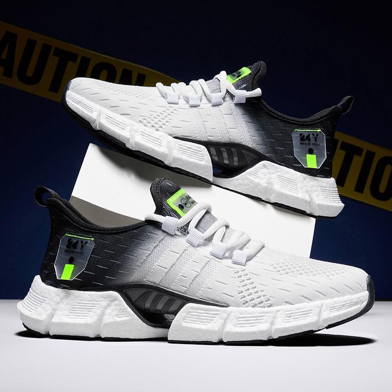 Running Shoes Men Luxury Design Mesh Breathable Casual Flat Walking Shoes 2024 Trendy Lace-up Comfortable Original Sneakers Man