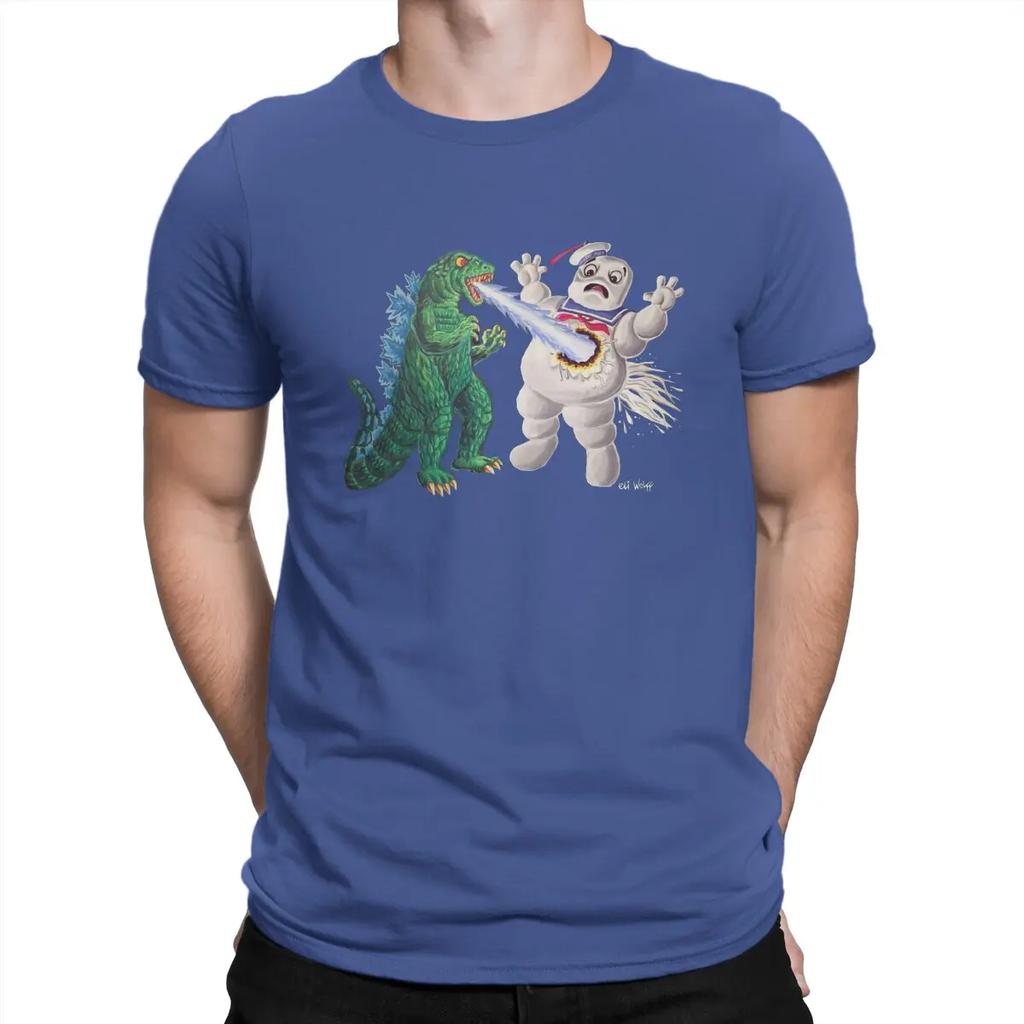 Kaiju With A Sweet Tooth T-Shirts for Men Attack Of The Marshmallow Unique Cotton Collar Short Sleeve T Shirt Graphic Printed