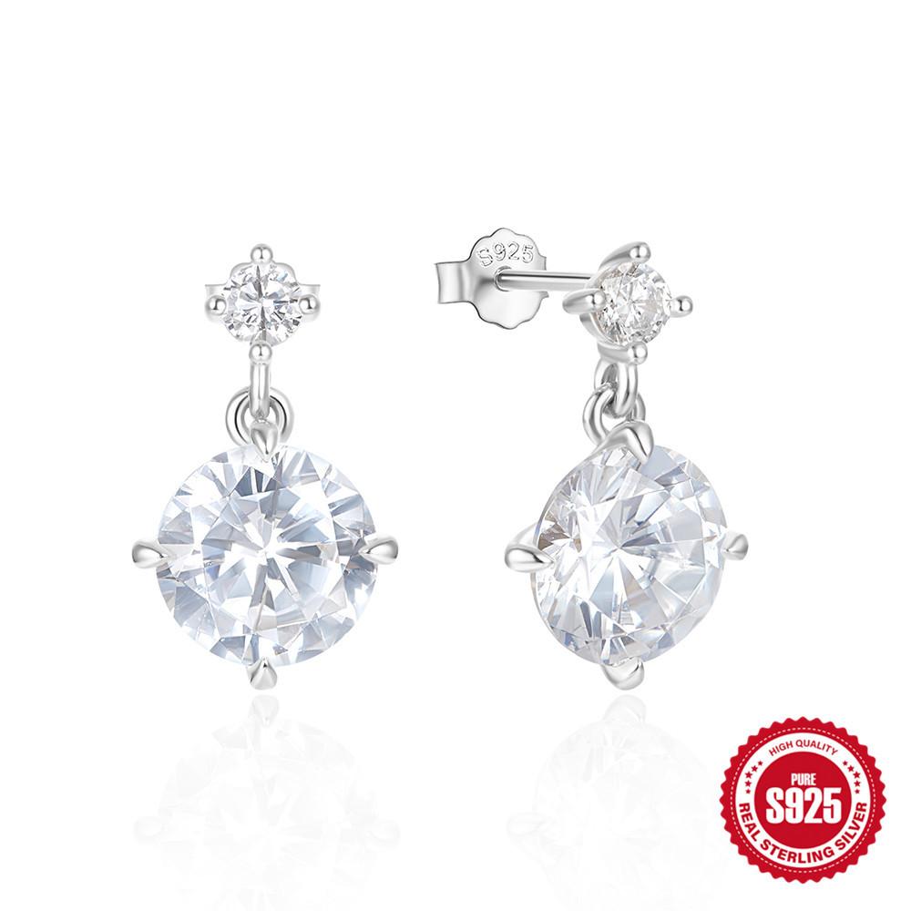 

Роскошные серьги с бриллиантами из серебра 925 пробы для женщин, помолвочные, свадебные, аксессуары для свадебного сезона, серьги-пусеты с крупными бриллиантами, популярные 925 Silver