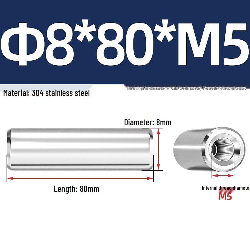 Pin Cilindric din Oțel Inoxidabil 304 cu Filet Interior M4/M6/M8 și Orificiu - Coloană de Suport și Ghidare