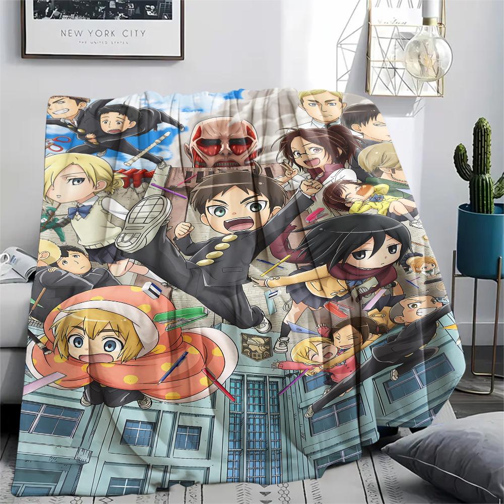 1PC Attack On Titan Print Flannel Blanket, High Quality All Seasons, Home Decor, Warmth and Comfort, Perfect for Christmas Gifts
