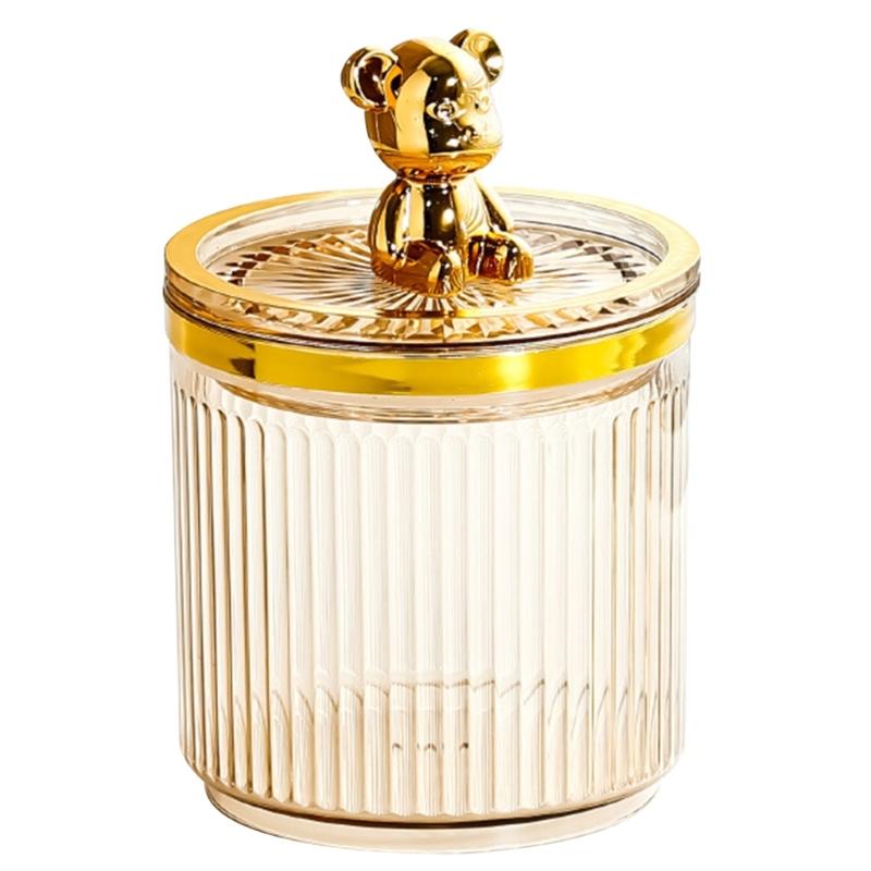 Luxury Bear Cotton Pad Organizer Bathroom Storage Box for Cotton Swabs Toothpick Cosmetics Jewelry Makeup Container Box