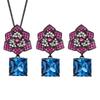 Autumn And Winter Jewelry Copper Bottom Gold-Plated Simulation Blue Spinel Black Gold Retro Camellia Set 10 * 10