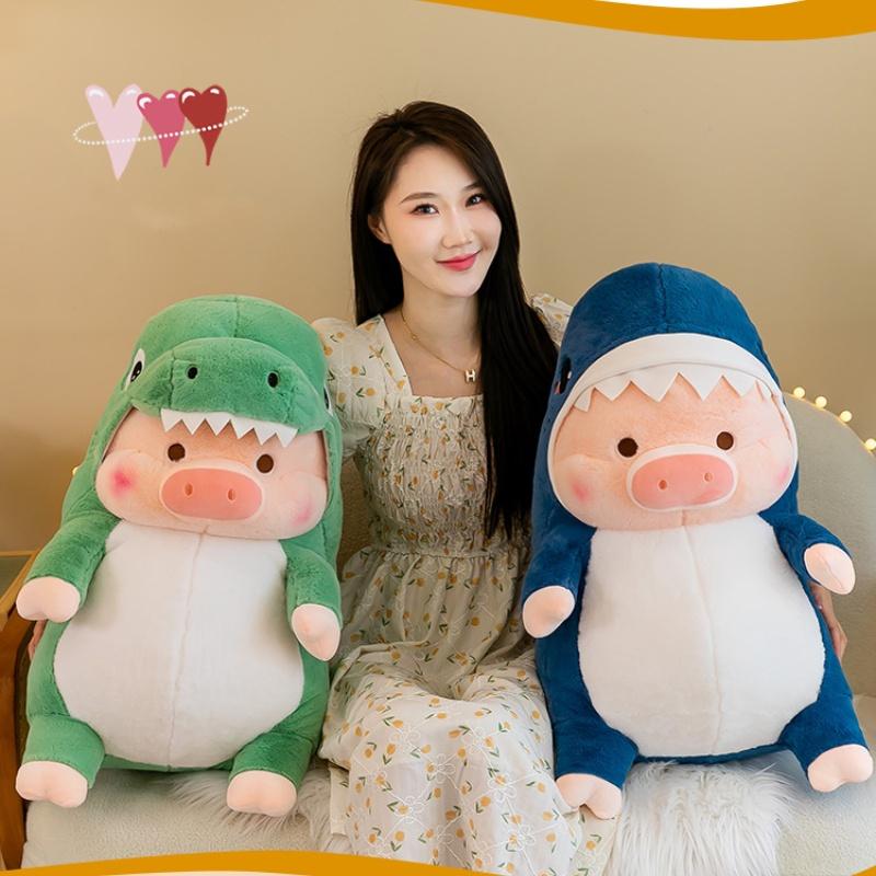 Cute Dinosaur And Shark Pig Plush Toy Pillow For Kids, Girls Large Stuffed Animal Doll Gift